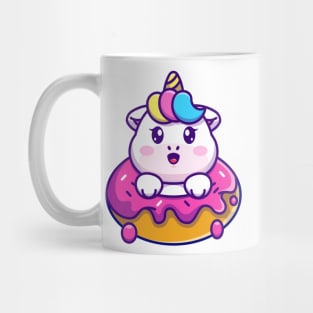 Cute baby unicorn with doughnut cartoon Mug